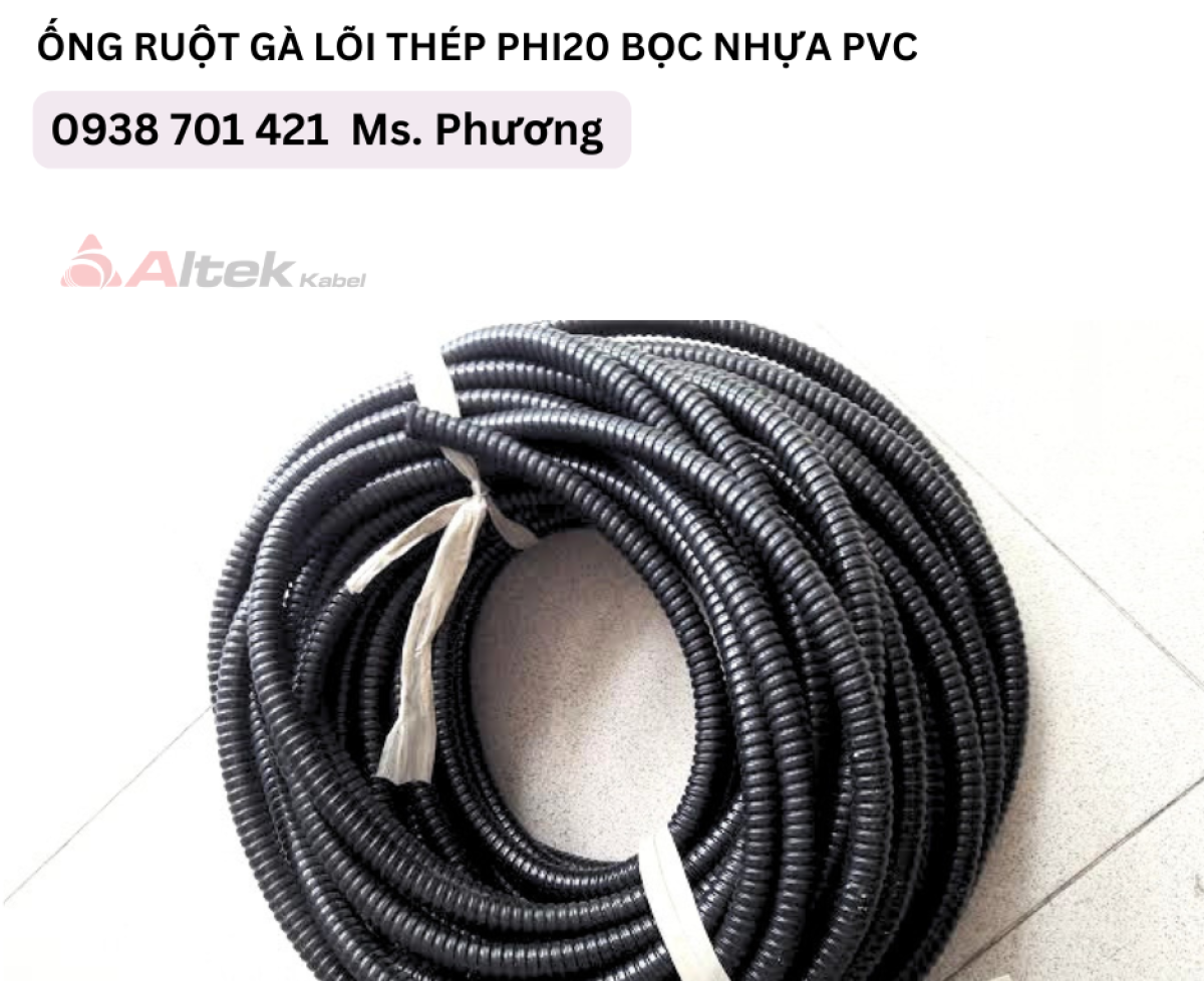 Ống ruột gà lõi thép Phi20 bọc nhựa PVC Đà Nẵng, Hà Nội, Hồ Chí Minh