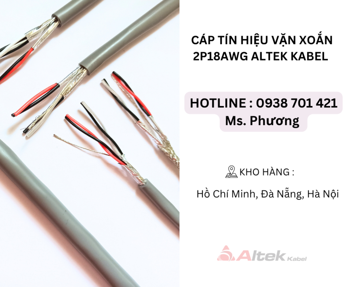 Cáp tín hiệu vặn xoắn 2P18AWG Altek Kabel Đà Nẵng, Hà Nội, Hồ Chí Minh