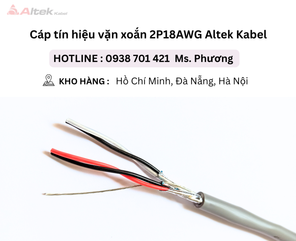 Cáp tín hiệu vặn xoắn 2P18AWG Altek Kabel Đà Nẵng, Hà Nội, Hồ Chí Minh
