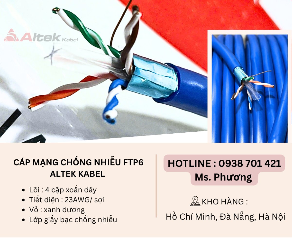 Cáp mạng chống nhiễu FTP6 Altek Kabel Đà Nẵng, Hà Nội, Hồ Chí Minh