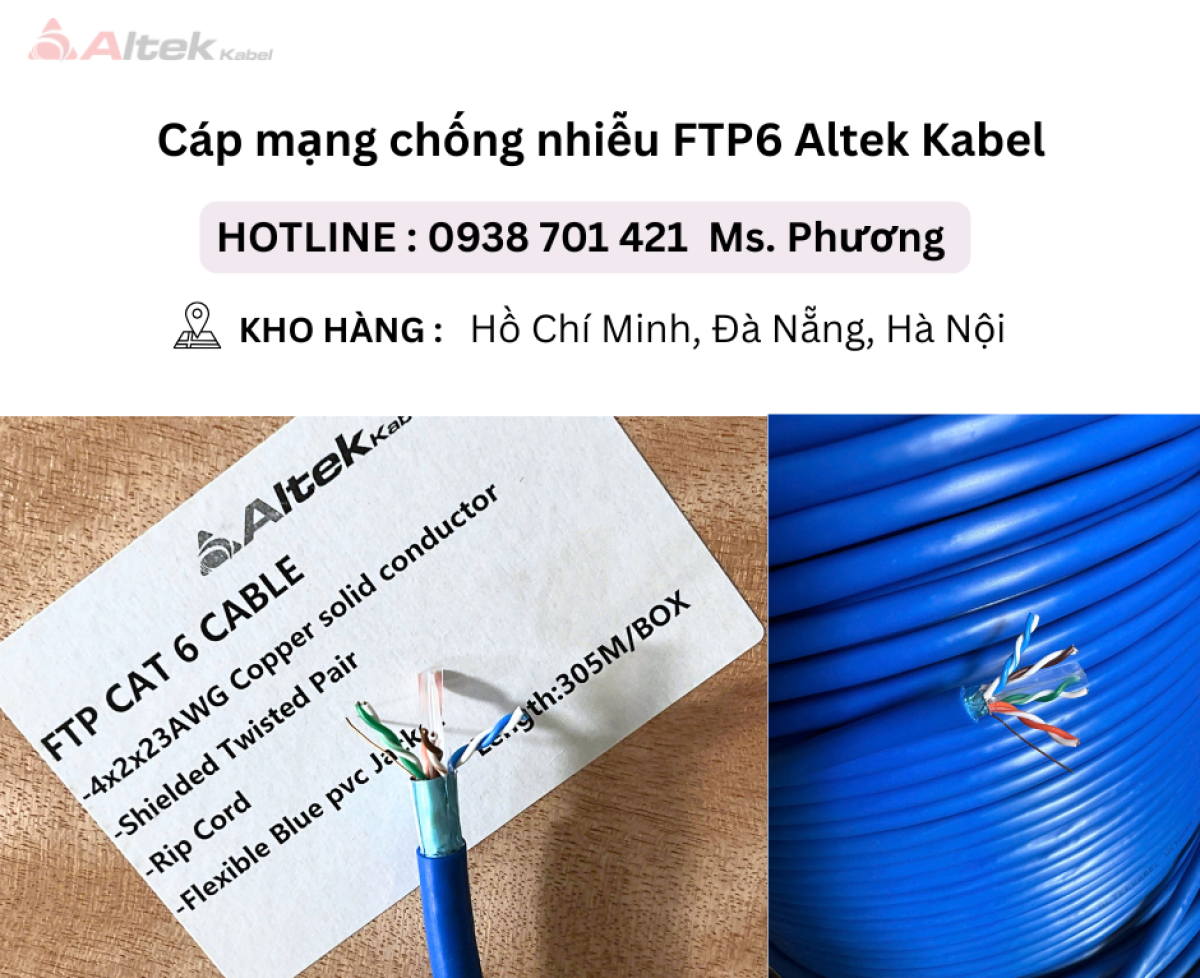 Cáp mạng chống nhiễu FTP6 Altek Kabel Đà Nẵng, Hà Nội, Hồ Chí Minh