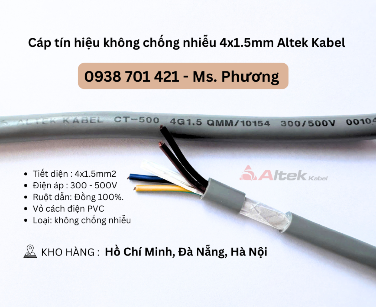 Cáp tín hiệu không chống nhiễu 4x1.5mm Altek Kabel Đà Nẵng, Hồ Chí Minh, Hà Nội