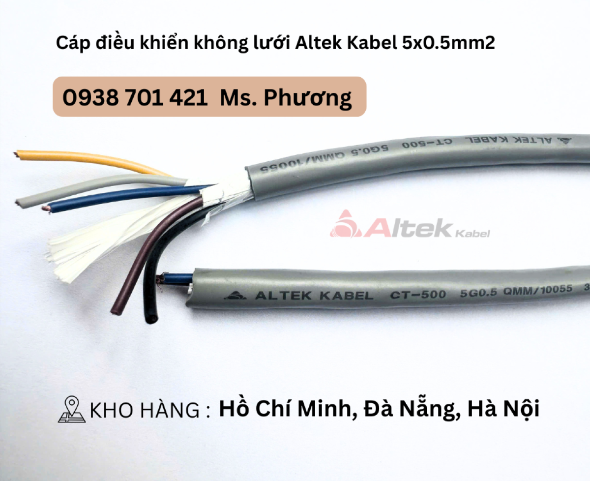 Cáp điều khiển không lưới chống nhiễu Altek Kabel 5x0.5mm2 Đà Nẵng, Hồ Chí Minh, Hà Nội
