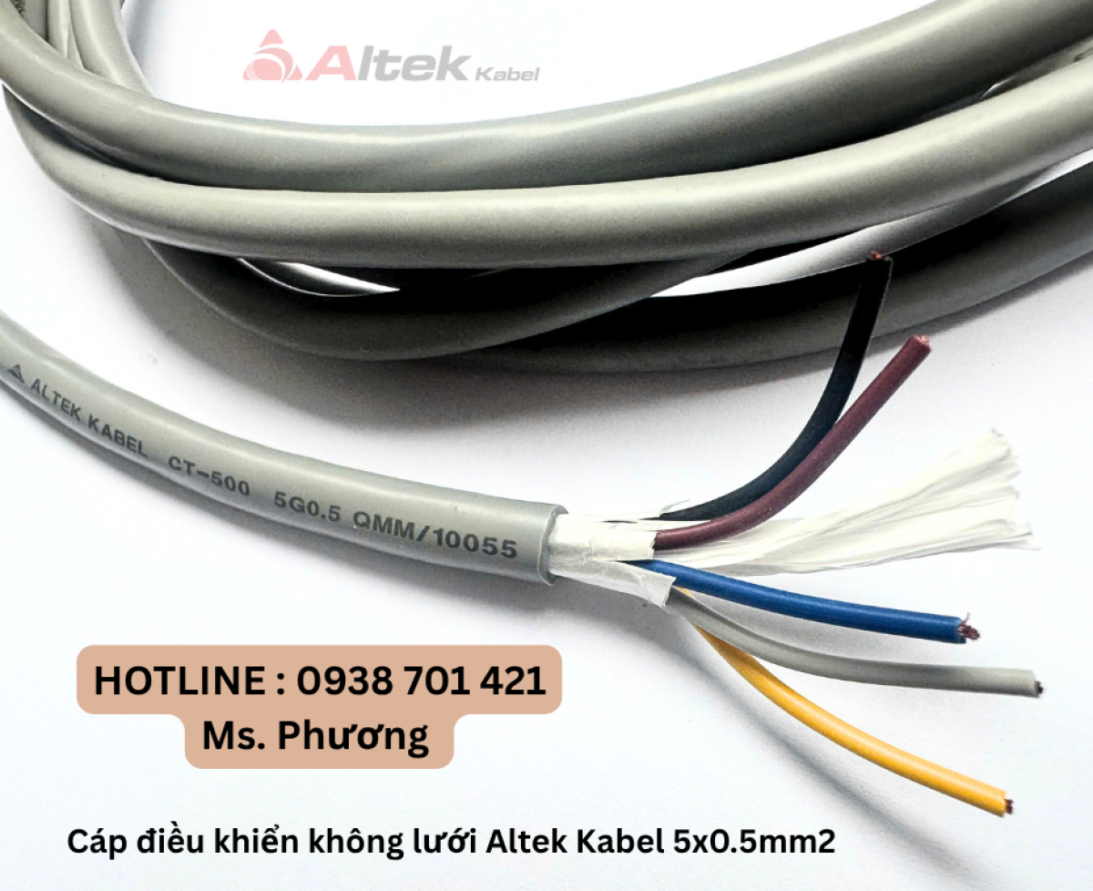 Cáp điều khiển không lưới chống nhiễu Altek Kabel 5x0.5mm2 Đà Nẵng, Hồ Chí Minh, Hà Nội