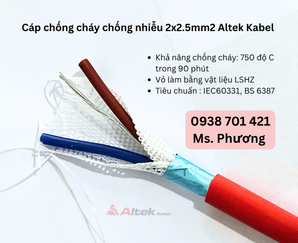 Cáp chống cháy chống nhiễu 2x2.5mm2 Altek Kabel Đà Nẵng, Hà Nội, Hồ Chí Minh