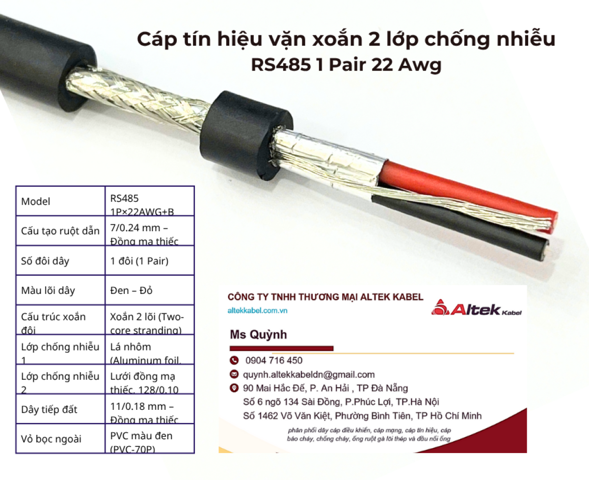 Cáp tín hiệu RS485 24AWG 1 Pair Altek Kbael Hà Nội, Đà Nẵng, Hồ Chí Minh