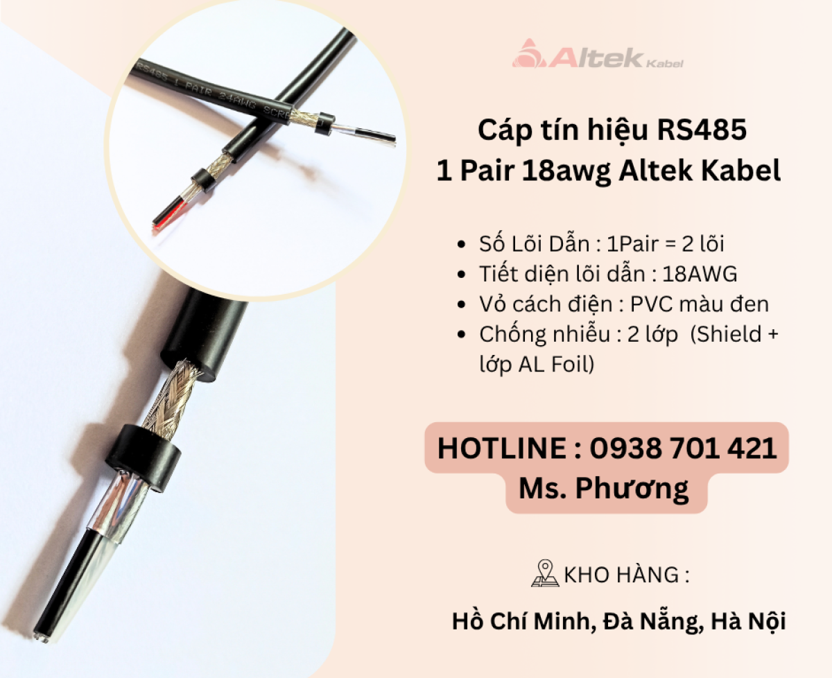 Cáp tín hiệu RS485 1 Pair 18awg Altek Kabel tại Đà Nẵng, Hà Nội, Hồ Chí Minh