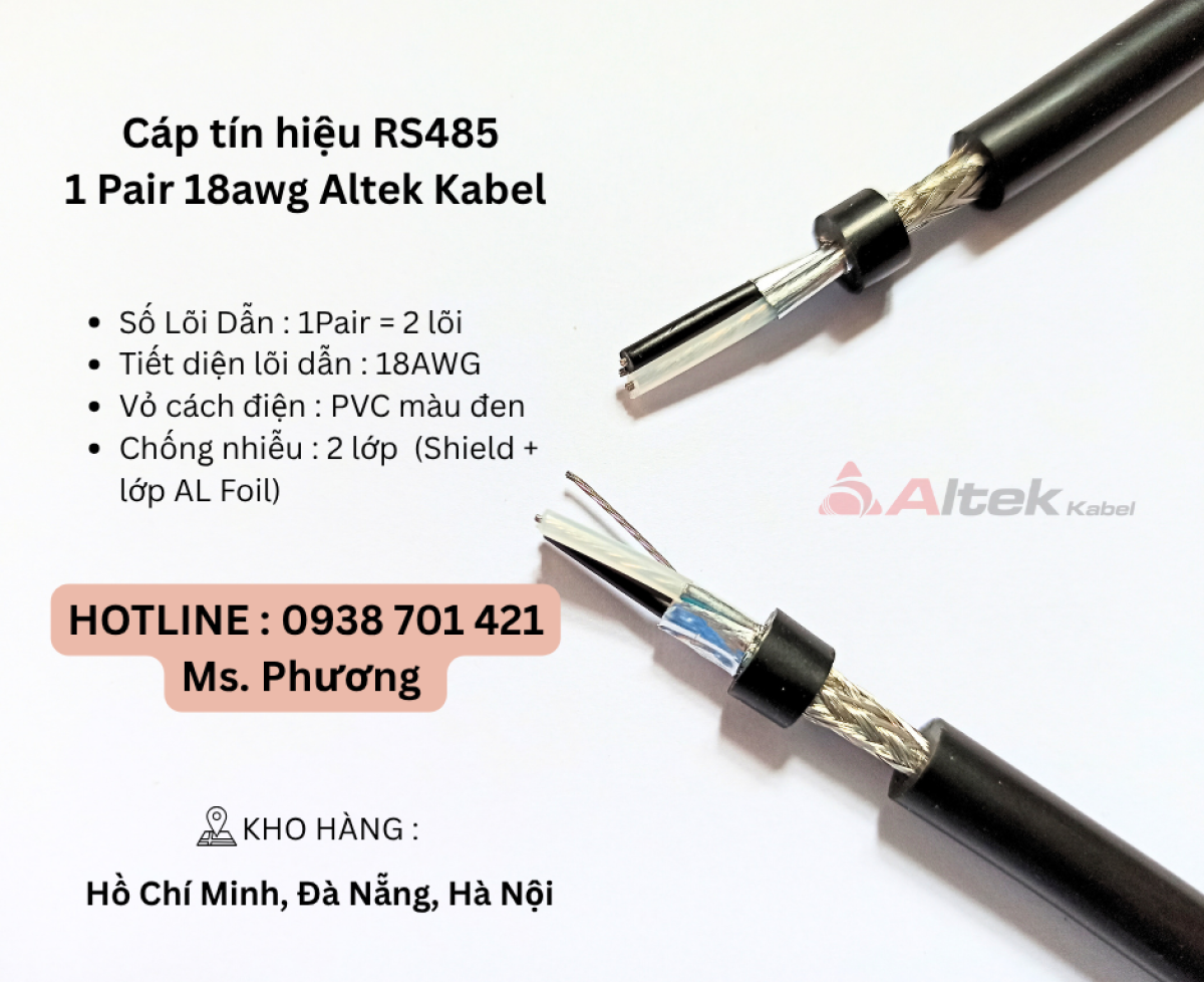 Cáp tín hiệu RS485 1 Pair 18awg Altek Kabel tại Đà Nẵng, Hà Nội, Hồ Chí Minh