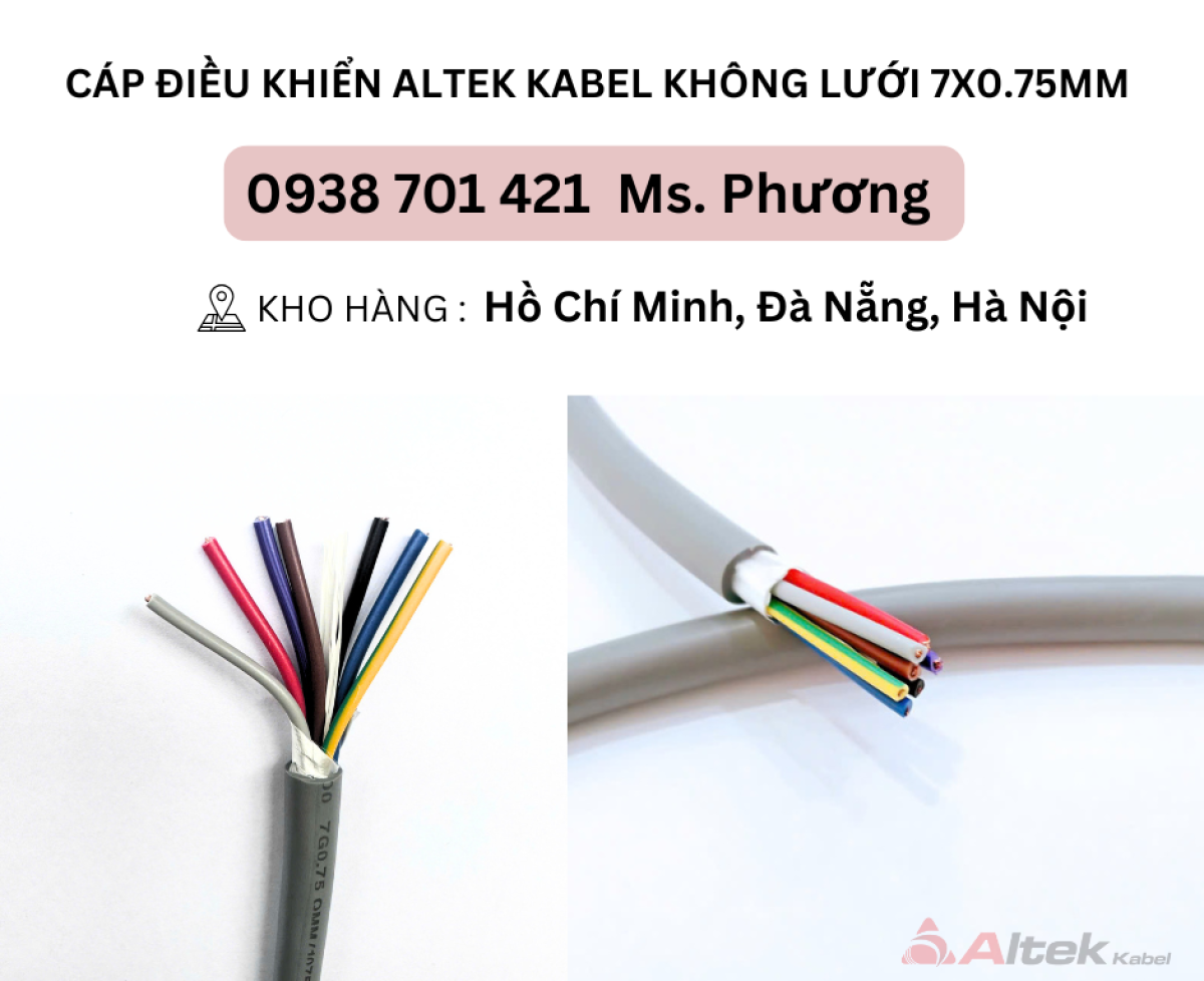 Cáp điều khiển Altek Kabel không lưới 7x0.75mm Đà Nẵng, Hà Nội, Hồ Chí Minh