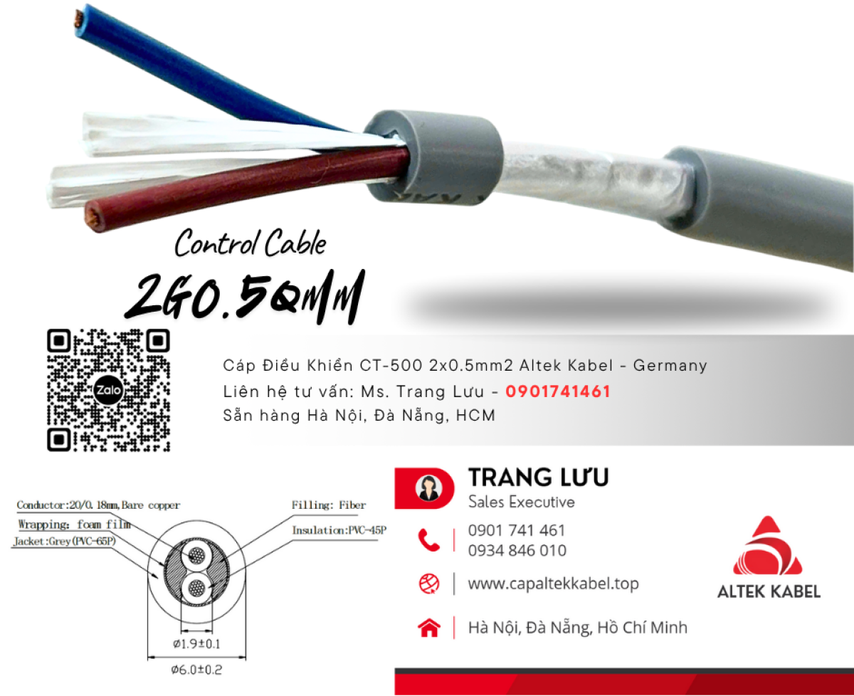 Cáp tín hiệu báo cháy 2x0.5 Đà Nẵng, Hà Nội, Hồ Chí Minh