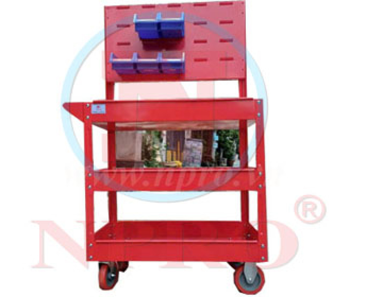 Xe đẩy 3 ngăn – Bảng treo khay nhựa KT: 738×400