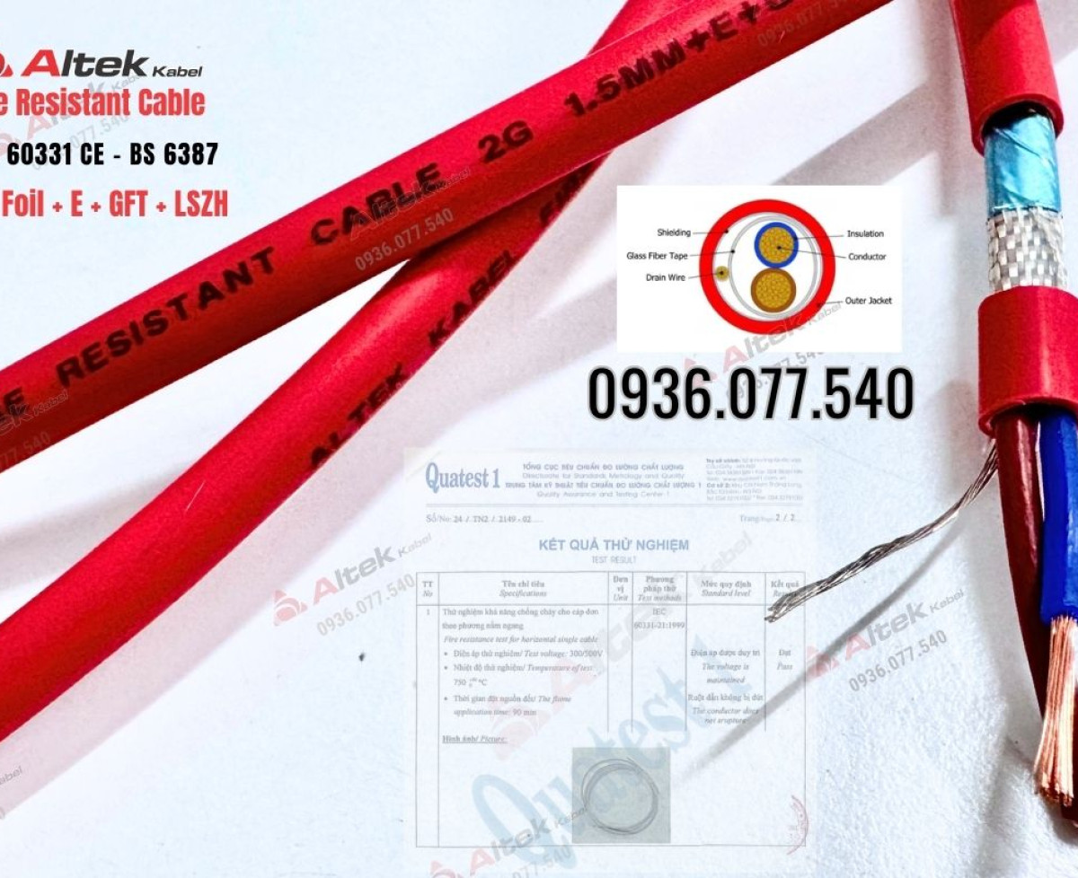 Cáp chống cháy chống nhiễu 2x0.75mm² Altek Kabel - FR Cable LSZH - GFT