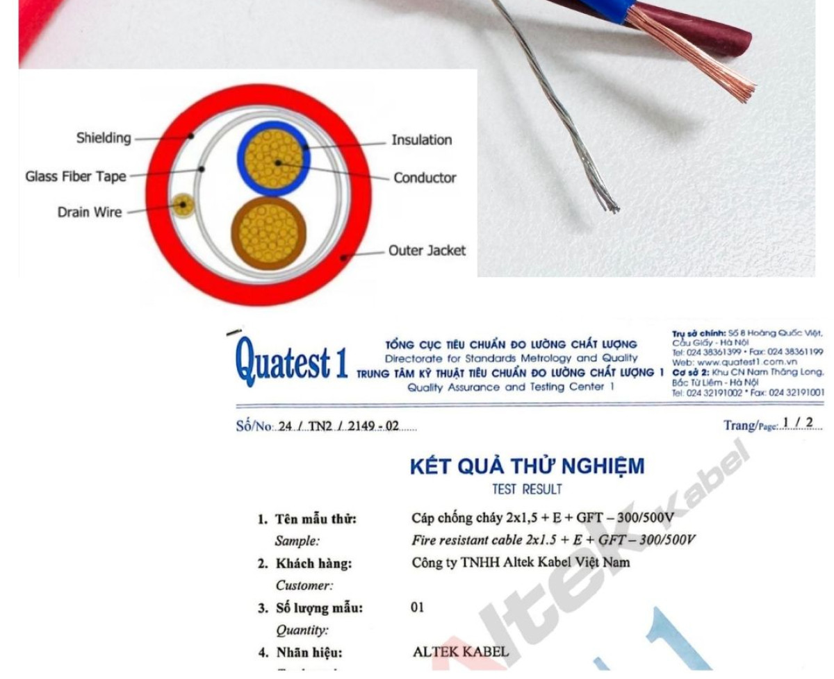 Cáp chống cháy chống nhiễu 2x0.75mm² Altek Kabel - FR Cable LSZH - GFT