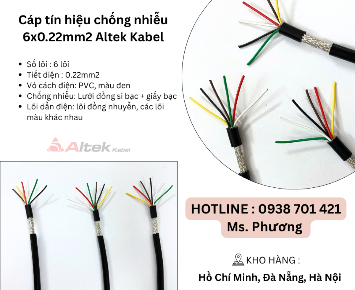 Cáp tín hiệu chống nhiễu 6x0.22mm Altek Kabel Đà Nẵng, Hà Nội, Hồ Chí Minh