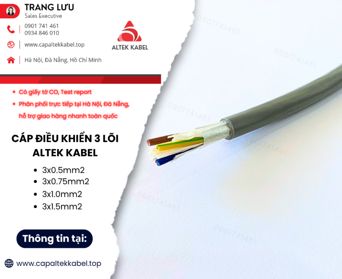 Cáp điều khiển Altek Kabel 3 lõi giá xưởng tại Hà Nội, Đà Nẵng