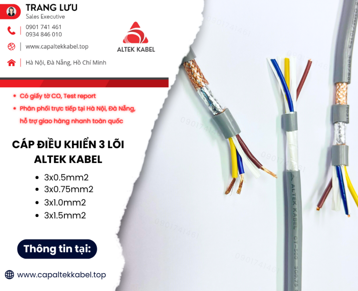 Cáp điều khiển Altek Kabel 3 lõi giá xưởng tại Hà Nội, Đà Nẵng