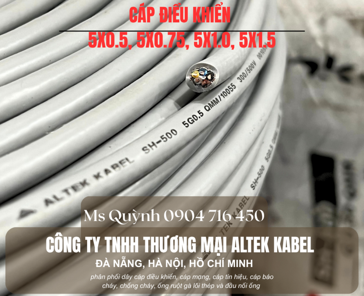 Cáp điều khiển tÍn hiệu báo cháy 5x0.5, 5x0.75 Altek Kabel Đà Nẵng, Hà Nội, HCM