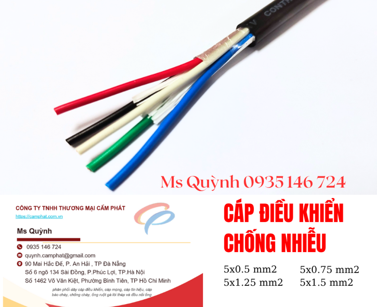 Cáp điều khiển Sangjin 5x0.5, 5x0.75, 5x1.25 Hồ Chí Minh