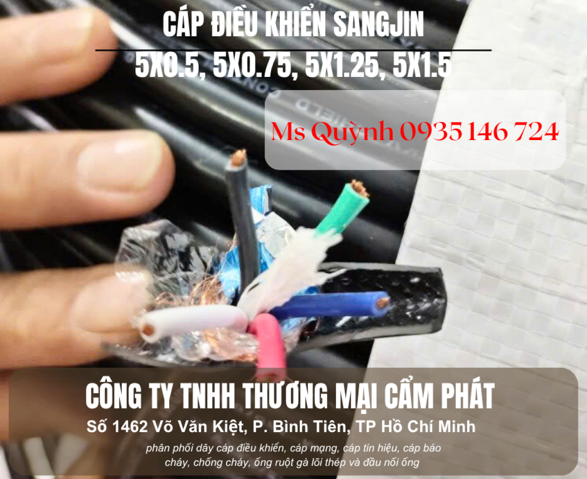 Cáp điều khiển Sangjin 5x0.5, 5x0.75, 5x1.25 Hồ Chí Minh