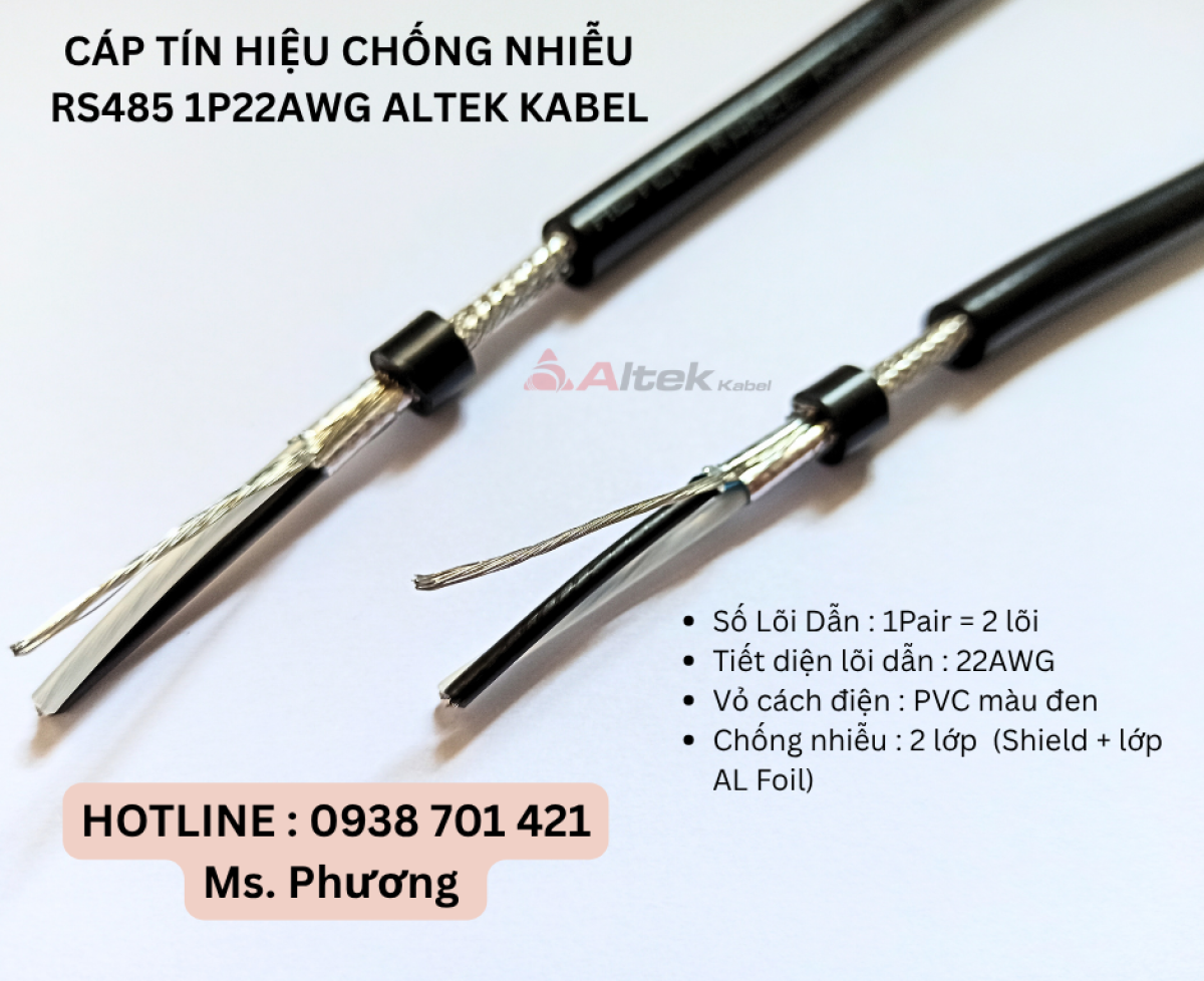 Cáp tín hiệu chống nhiễu RS485 1P22awg Altek Kabel Đà Nẵng, Hà Nội, Hồ Chí Minh