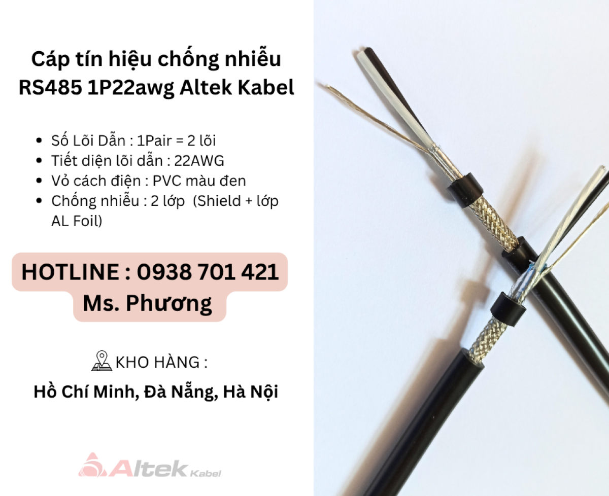 Cáp tín hiệu chống nhiễu RS485 1P22awg Altek Kabel Đà Nẵng, Hà Nội, Hồ Chí Minh