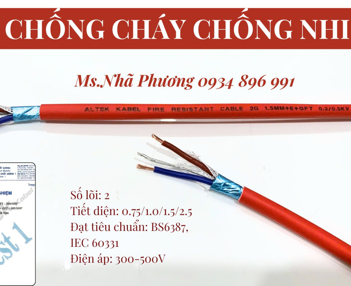 CÁP TÍN HIỆU CHỐNG CHÁY, CHỐNG NHIỄU 2*1.5 MM2 HỒ CHÍ MINH