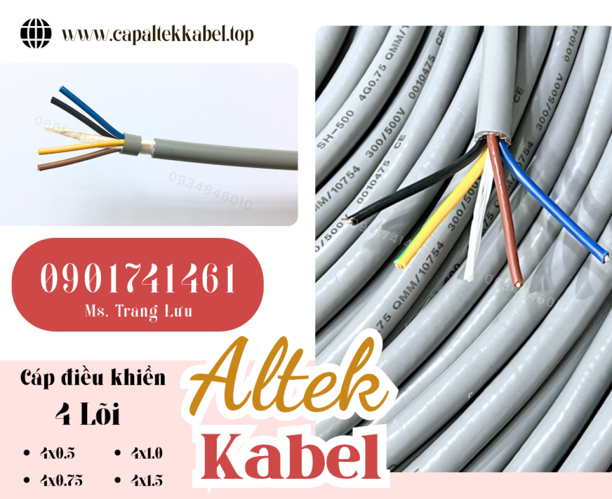 Cáp điều khiển 4x0.5/4x0.75/4x1.0/4x1.5 Altek Kabel chính hãng