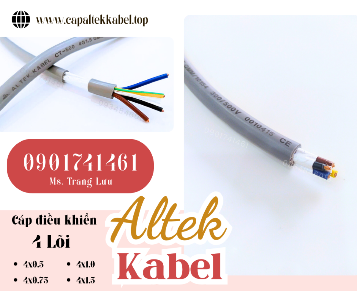 Cáp điều khiển 4x0.5/4x0.75/4x1.0/4x1.5 Altek Kabel chính hãng