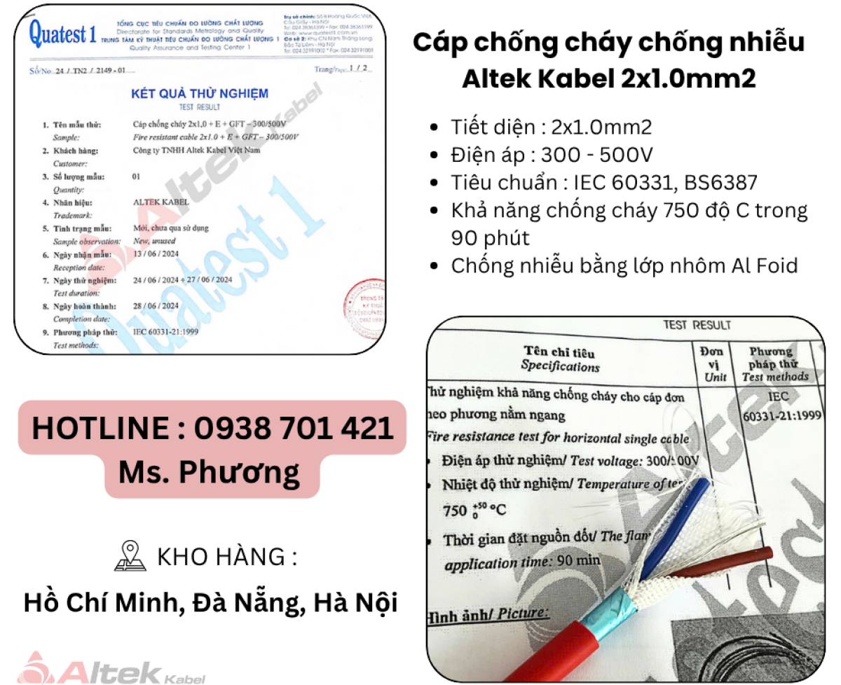 Cáp chống cháy chống nhiễu 2 lõi Altek Kabel Đà Nẵng, Hà Nội, Hồ Chí Minh