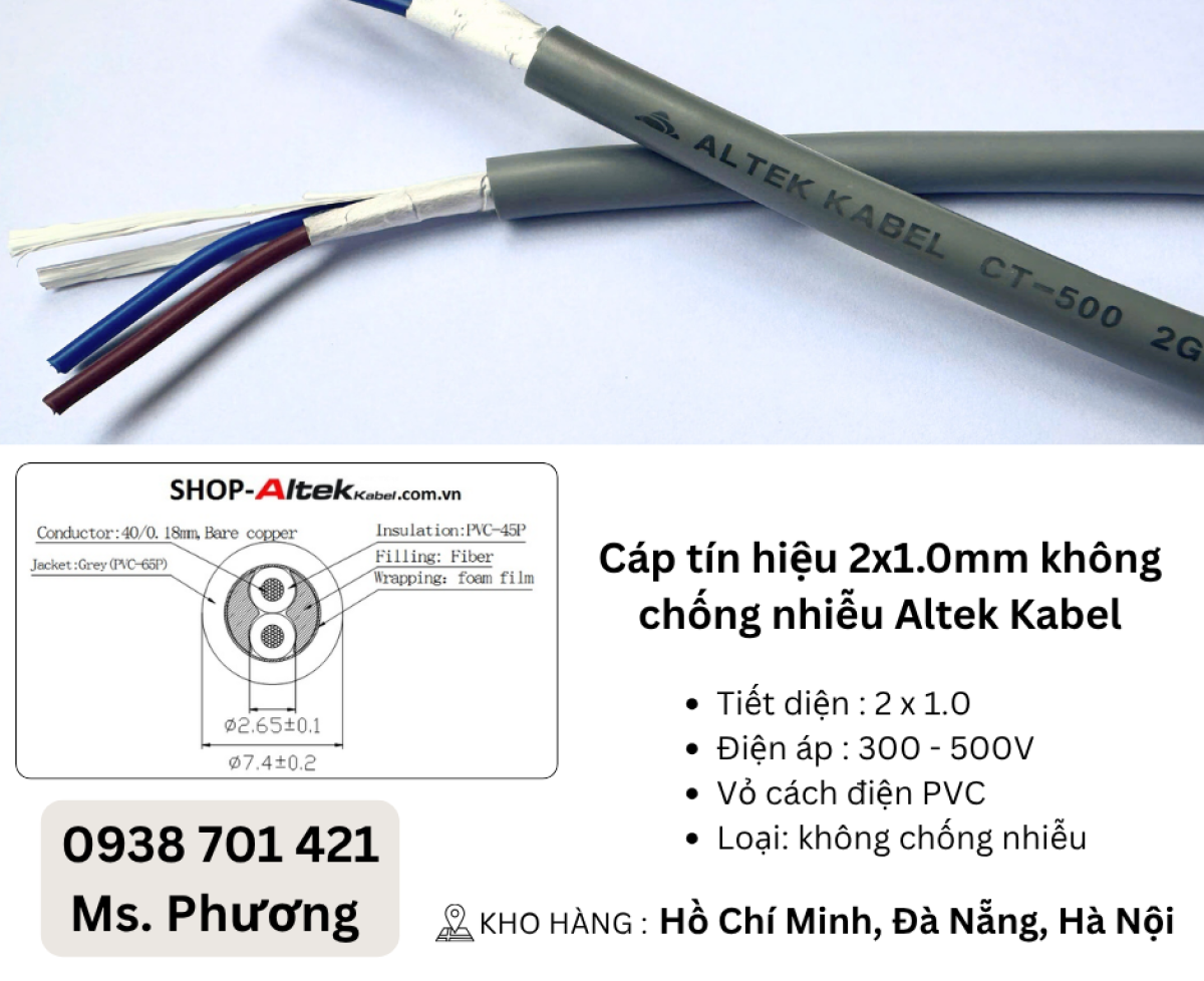 Cáp tín hiệu 2 lõi không chống nhiễu Altek Kabel tại Đà Nẵng, Hà Nội, Hồ Chí Minh