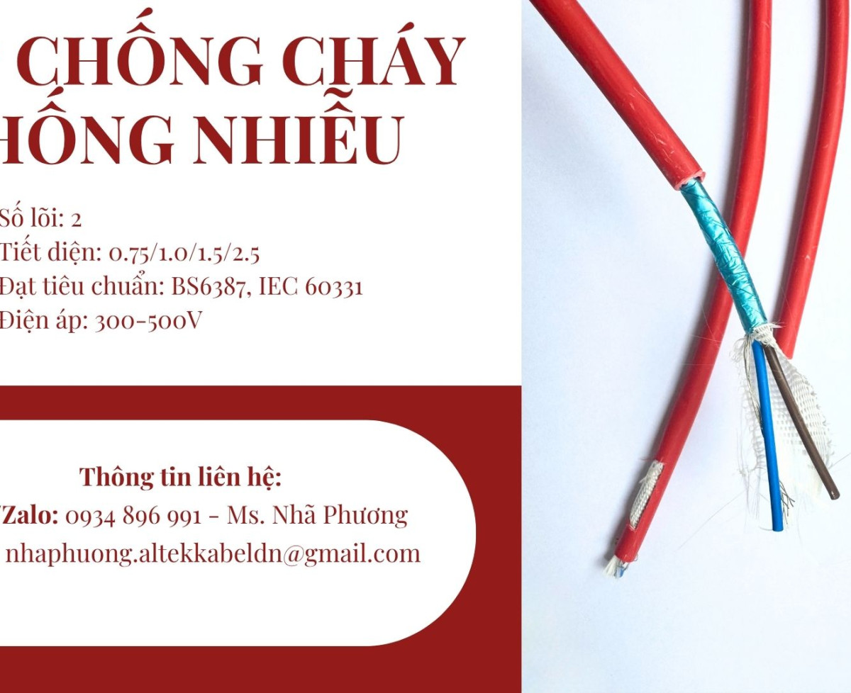 Cáp Chống Cháy Chống Nhiễu 2x1.0 mm2 Altek Kabel Chuẩn BS6387, IEC 60331