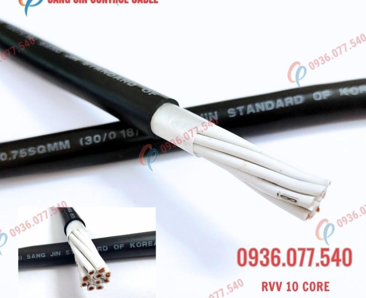 Cáp điều khiển Sangjin 10x0.75mm² – RVV (Không chống nhiễu)