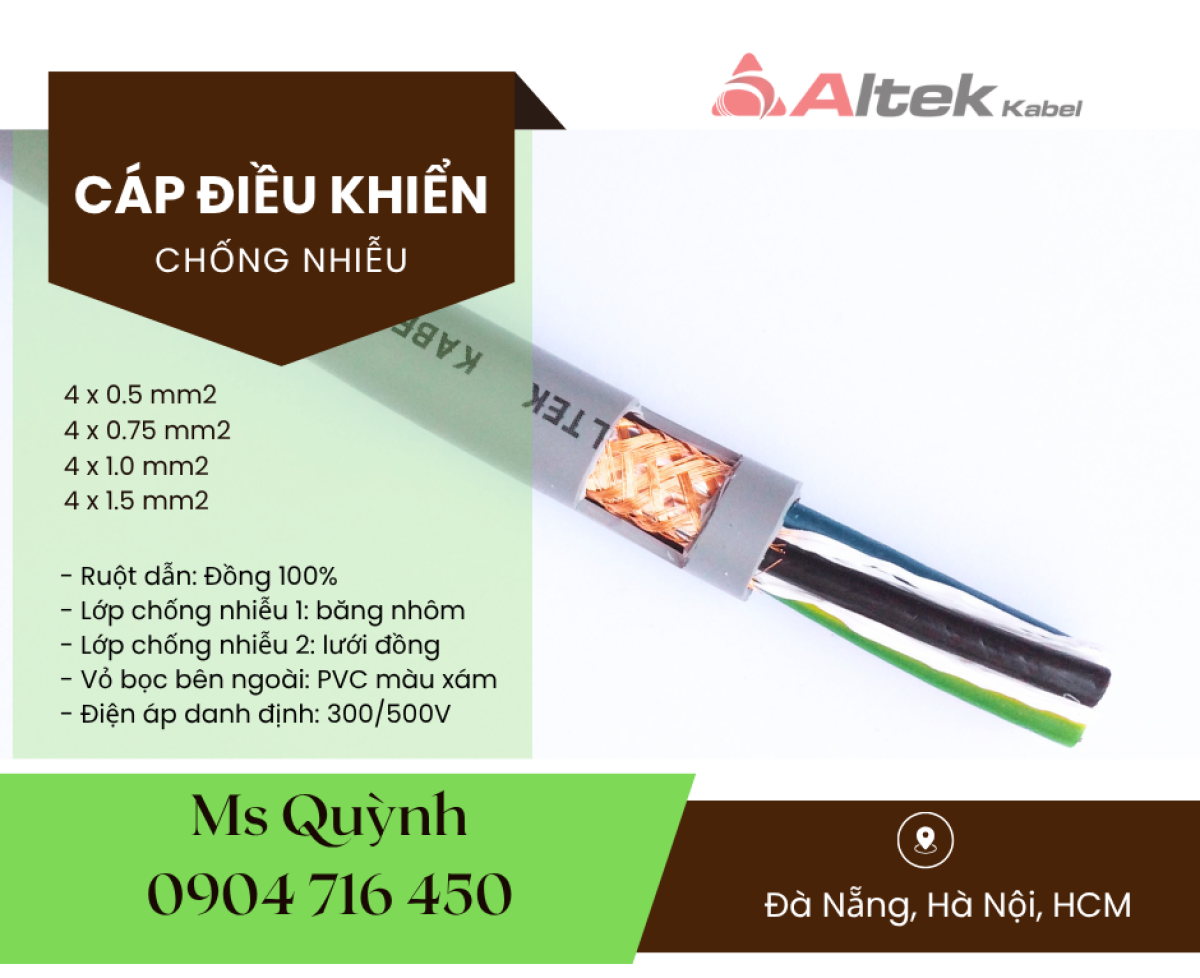 Cáp điều khiển tín hiệu 4x1.0, 4x1.5 Altek Kabel Đà Nẵng, Hà Nội