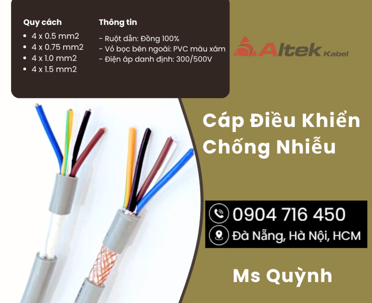 Cáp điều khiển tín hiệu 4x1.0, 4x1.5 Altek Kabel Đà Nẵng, Hà Nội