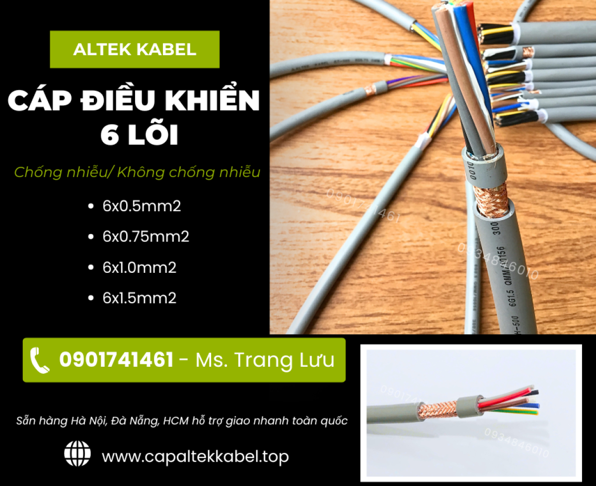 Cáp điều khiển 6x0.5/6x0.75/6x1.0/6x1.5 Altek Kabel