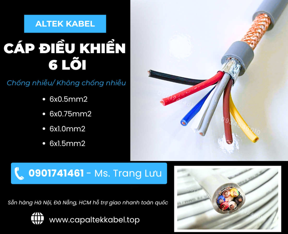 Cáp điều khiển 6x0.5/6x0.75/6x1.0/6x1.5 Altek Kabel