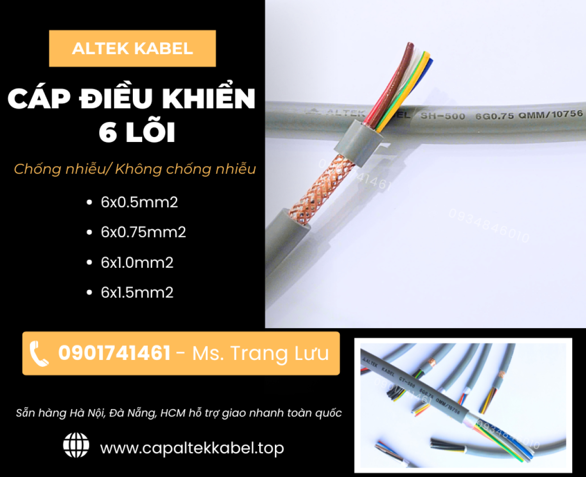 Cáp điều khiển 6x0.5/6x0.75/6x1.0/6x1.5 Altek Kabel