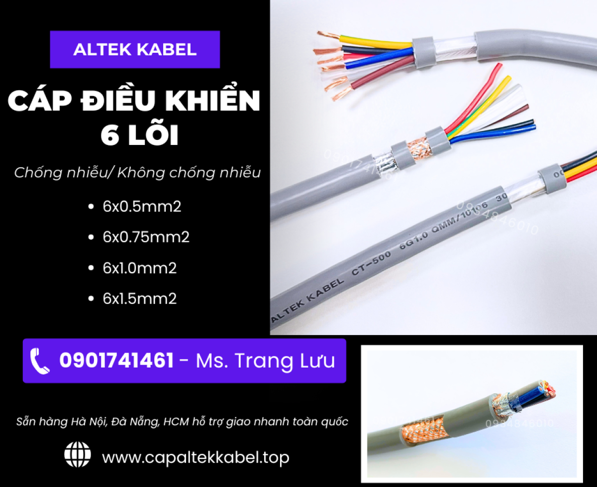Cáp điều khiển 6x0.5/6x0.75/6x1.0/6x1.5 Altek Kabel