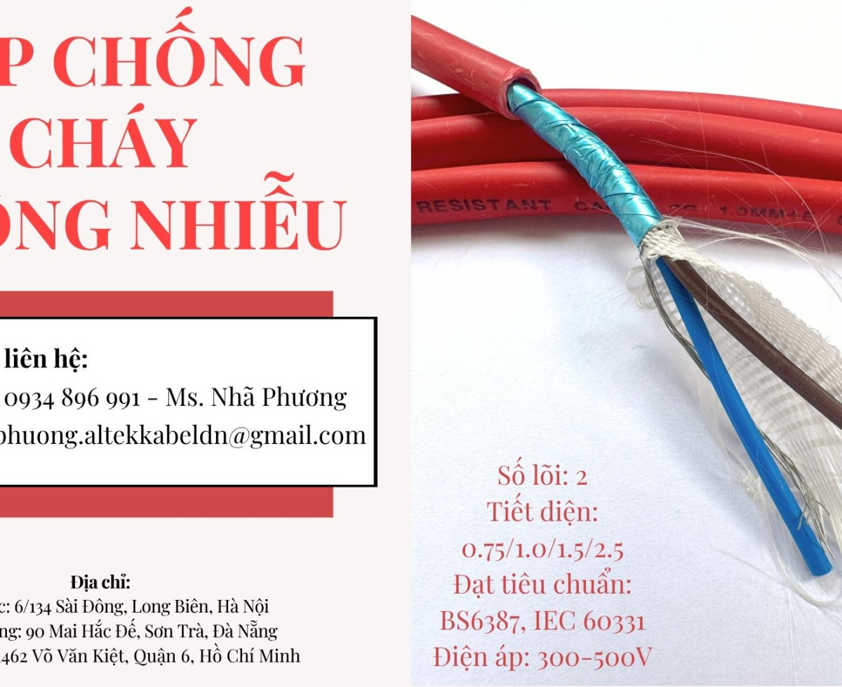 Cáp Chống Cháy Chống Nhiễu 2x1.5 mm2 Altek Kabel Đà Nẵng, Hà Nội, HCM