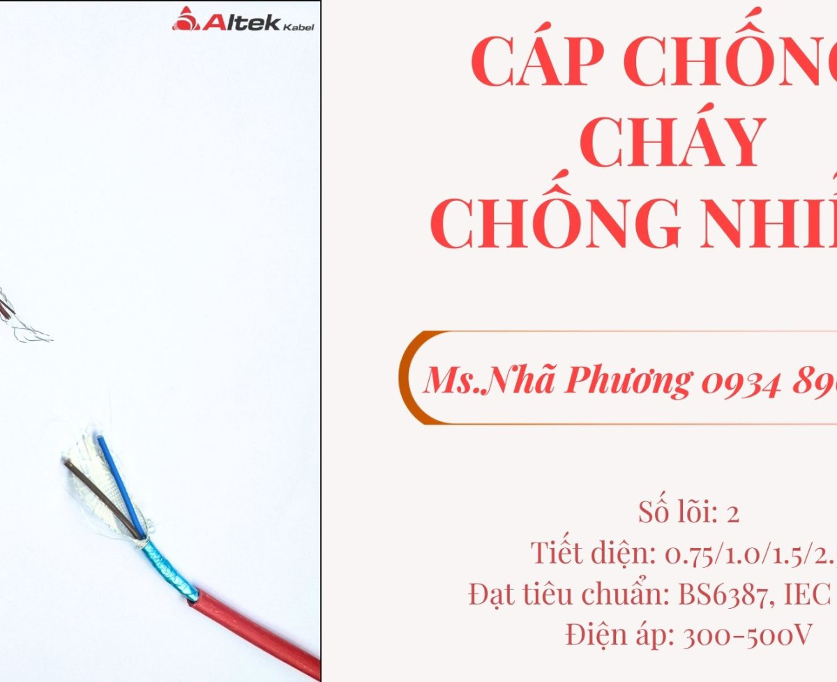 Cáp Chống Cháy Chống Nhiễu 2x1.5 mm2 Altek Kabel Đà Nẵng, Hà Nội, HCM