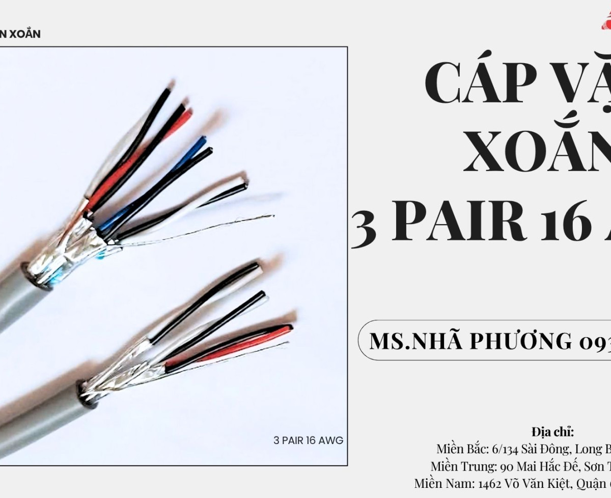 Cáp Tín Hiệu Vặn Xoắn 3 Pair 16 Awg Bình Định, Khánh Hòa, Gia Lai.