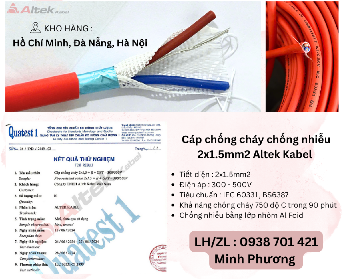 Cáp chống cháy chống nhiễu 2x1.5 Altek Kabel Hà Nội, Đà Nẵng, Hồ Chí Minh