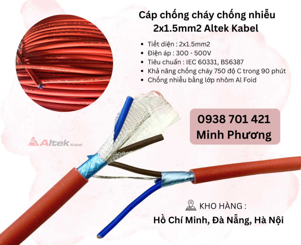 Cáp chống cháy chống nhiễu 2x1.5 Altek Kabel Hà Nội, Đà Nẵng, Hồ Chí Minh