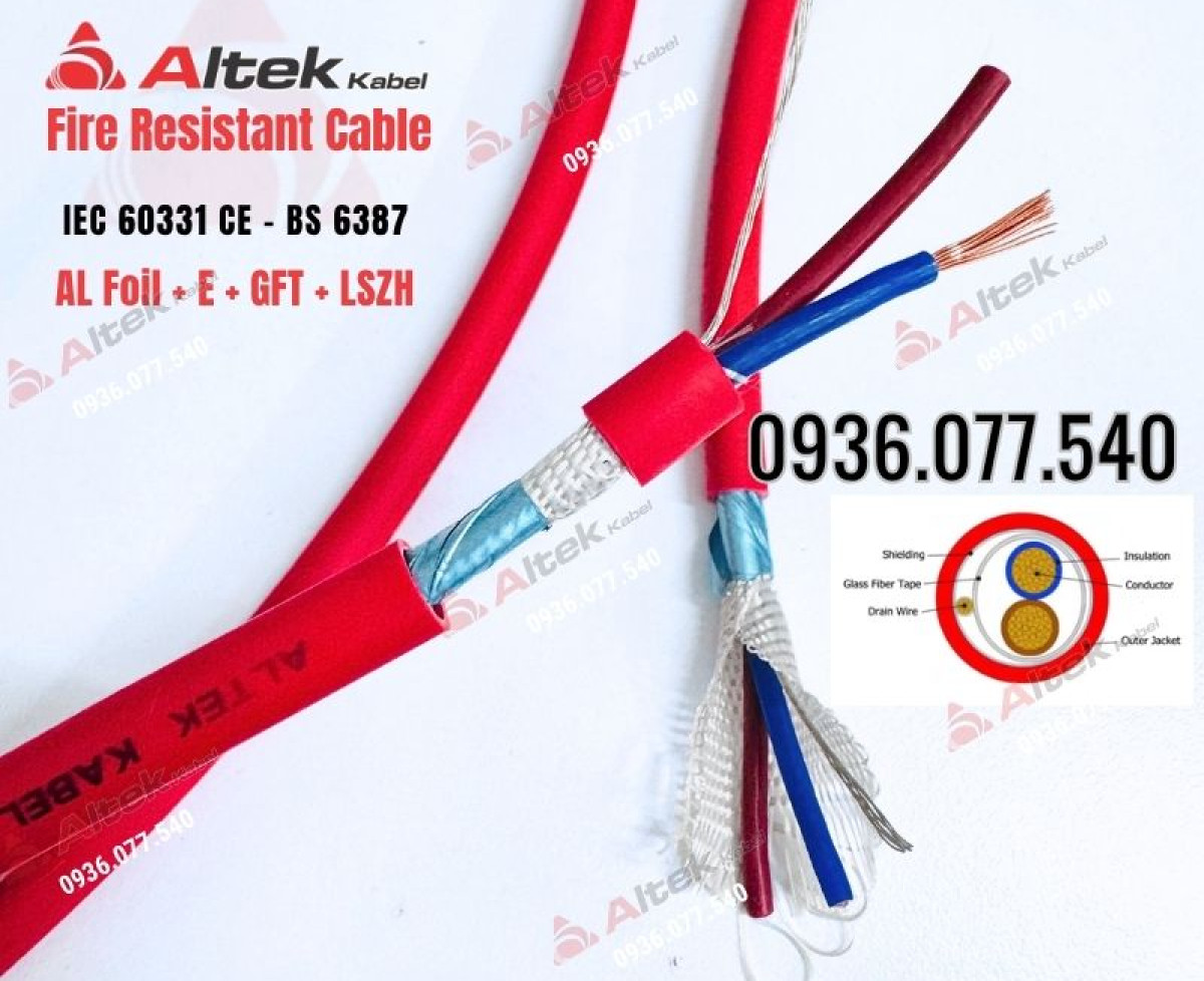 Cáp chống cháy chống nhiễu Altek Kabel 2x1.0mm2 + E + GFT – Fire resistant cable
