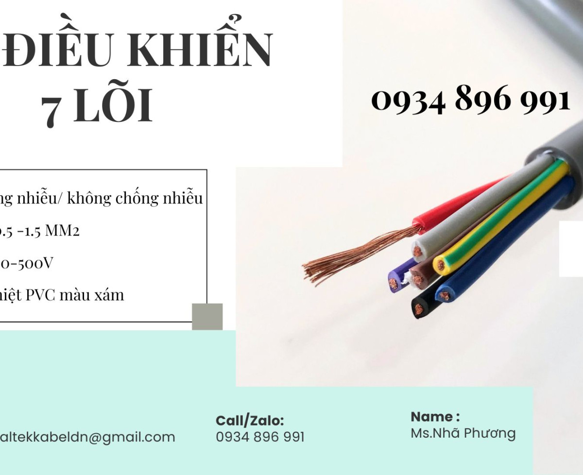 Cáp Điều Khiển 7×0.5mm2 / 7×0.75mm2 / 7×1.0mm2 / 7×1.5mm2