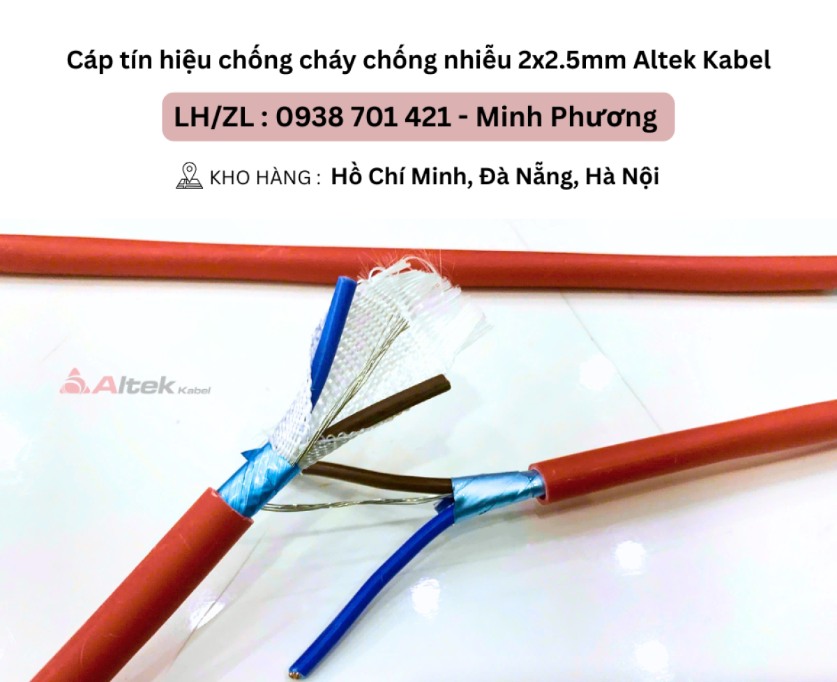 Cáp tín hiệu chống cháy chống nhiễu 2x2.5mm Altek Kabel Đà Nẵng, Hà Nội, Hồ Chí Minh