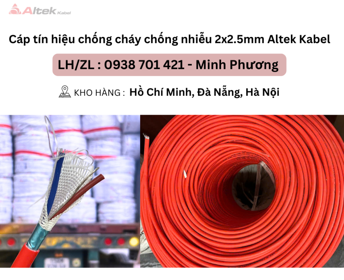 Cáp tín hiệu chống cháy chống nhiễu 2x2.5mm Altek Kabel Đà Nẵng, Hà Nội, Hồ Chí Minh