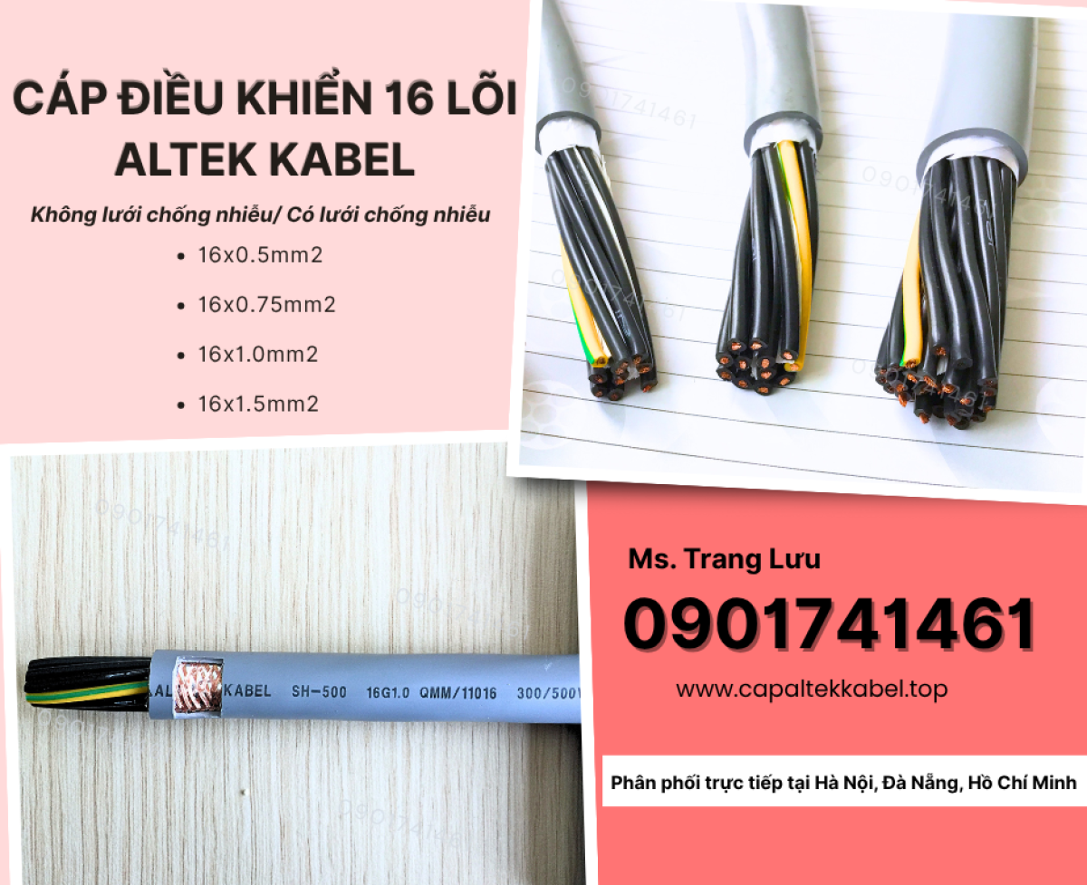 Cáp điều khiển 16x0.5/16x0.75/16x1.0/16x1.5 Altek Kabel