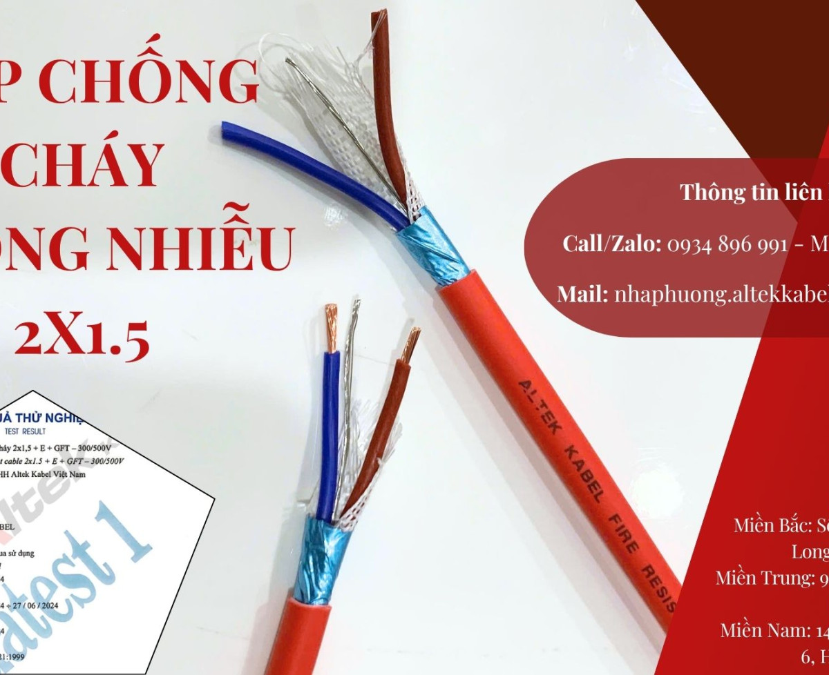 Cáp Chống Cháy Chống Nhiễu 2x1.5 mm2 Chuẩn BS6387, IEC 60331 Hồ Chí Minh