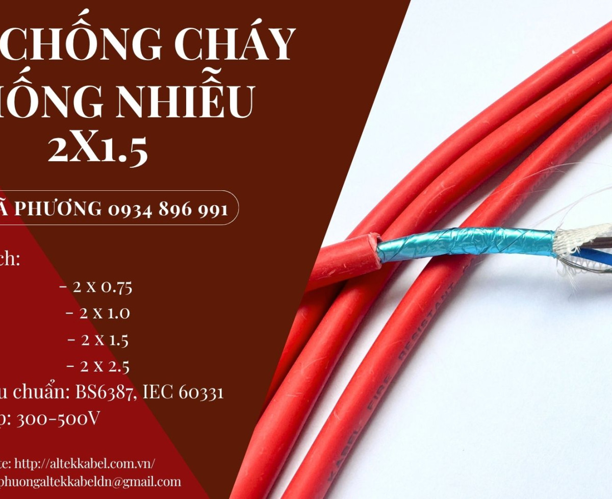 Cáp Chống Cháy Chống Nhiễu 2x1.5 mm2 Chuẩn BS6387, IEC 60331 Hồ Chí Minh